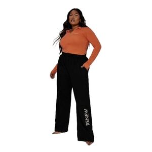 PLT Renew High-Waist Straight Leg Joggers Drawstring Waist Black- size XXL
